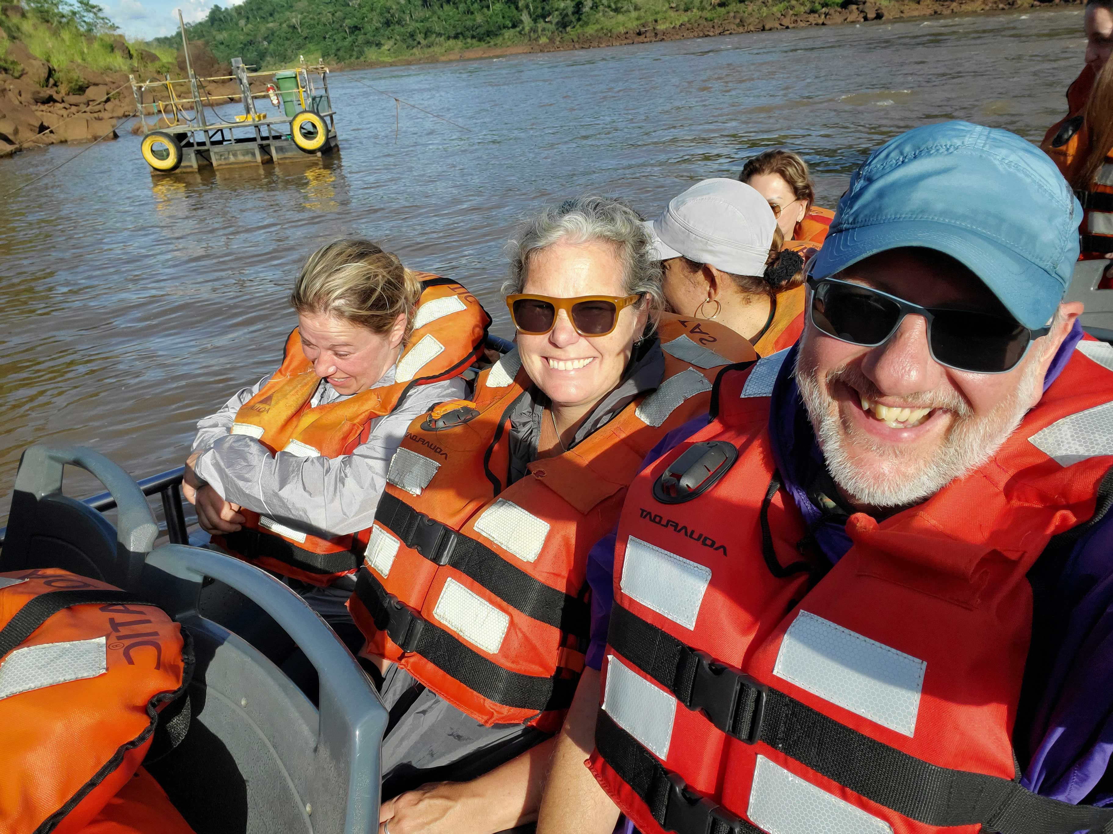 Brooke, Ande, and Jake enjoying the dry part of the boat ride.