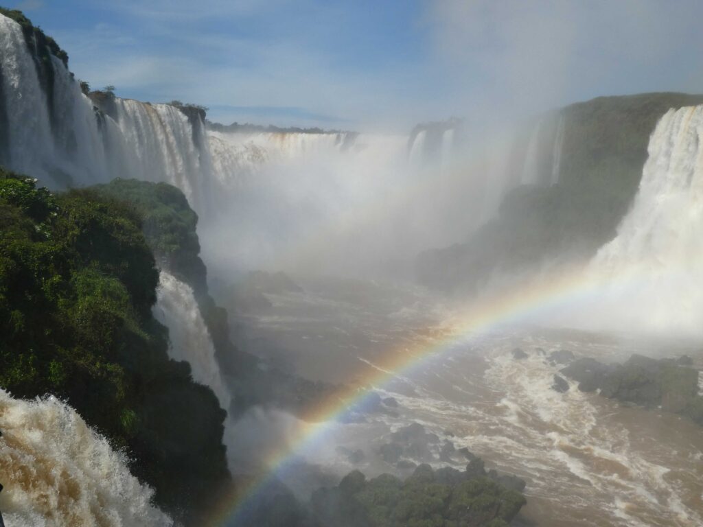Among the Iguazu falls in Brazil.
