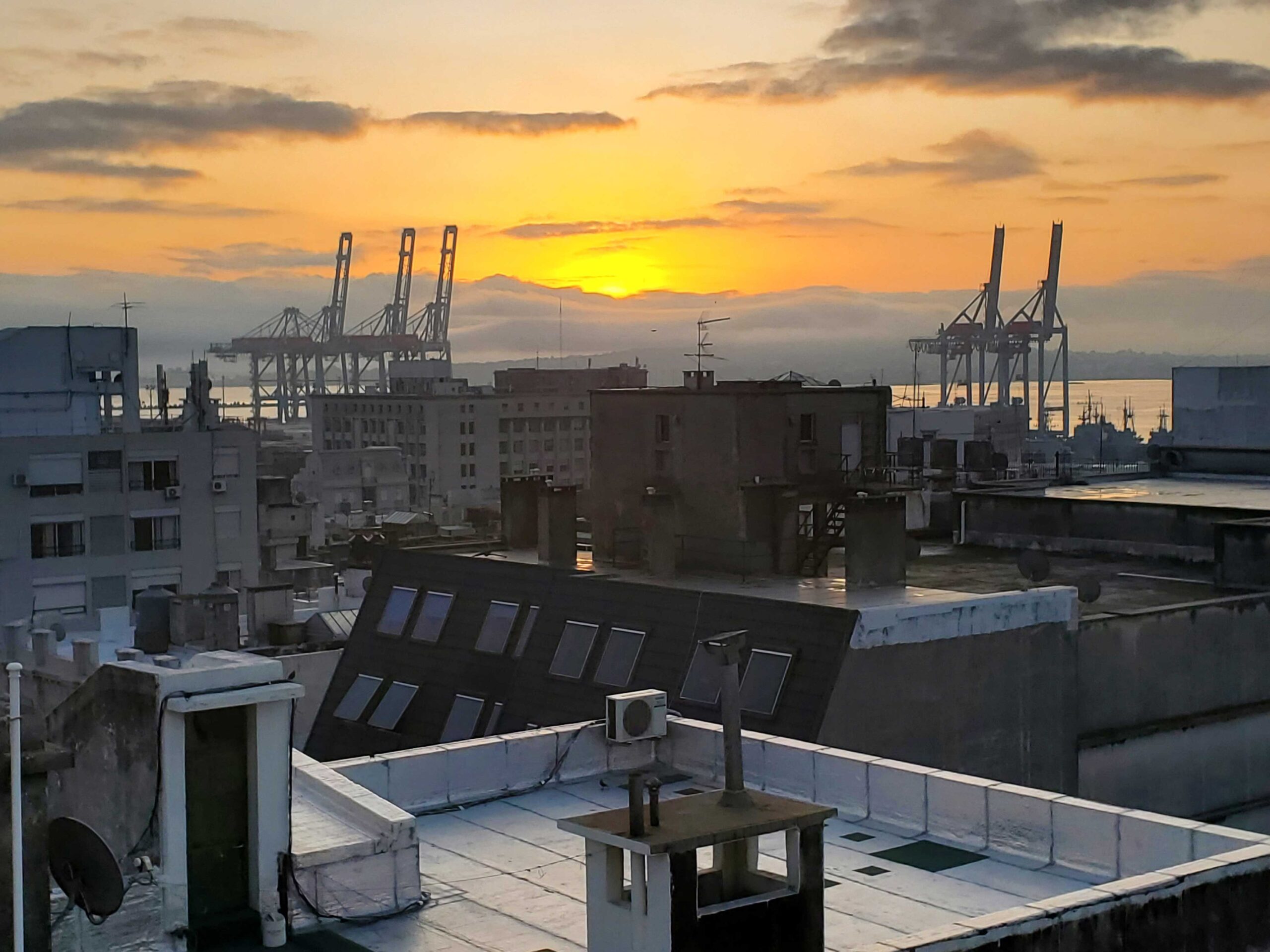 View from our hotel in Montevideo looking toward the docks.