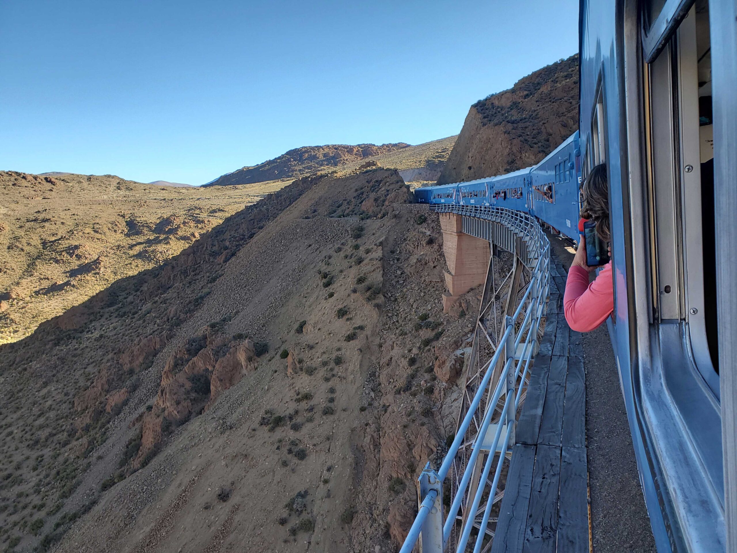 Tren de los Nubes crossing bridge above fourteen thousand feet