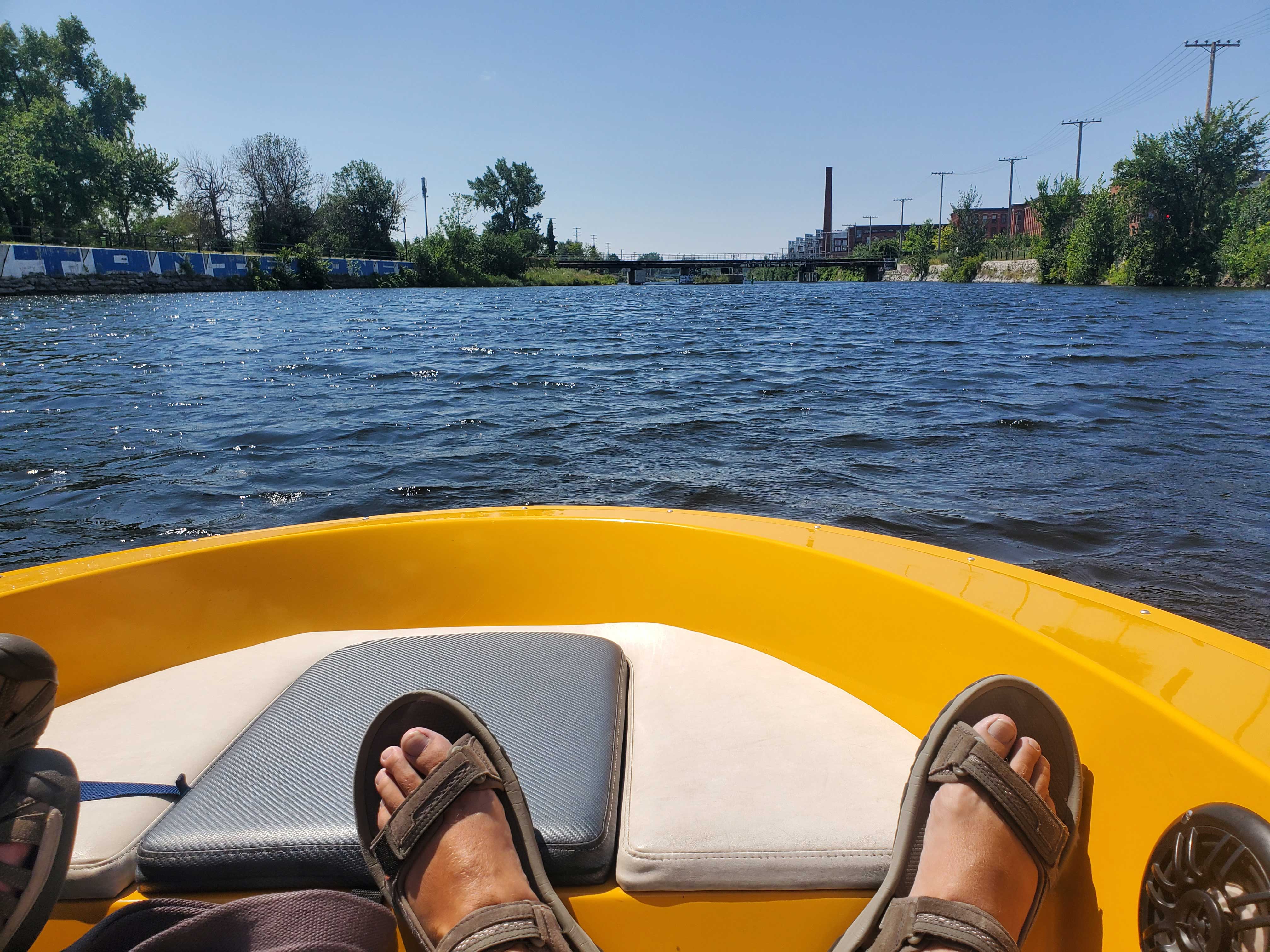 View from our electric boat on the Canal Lachine