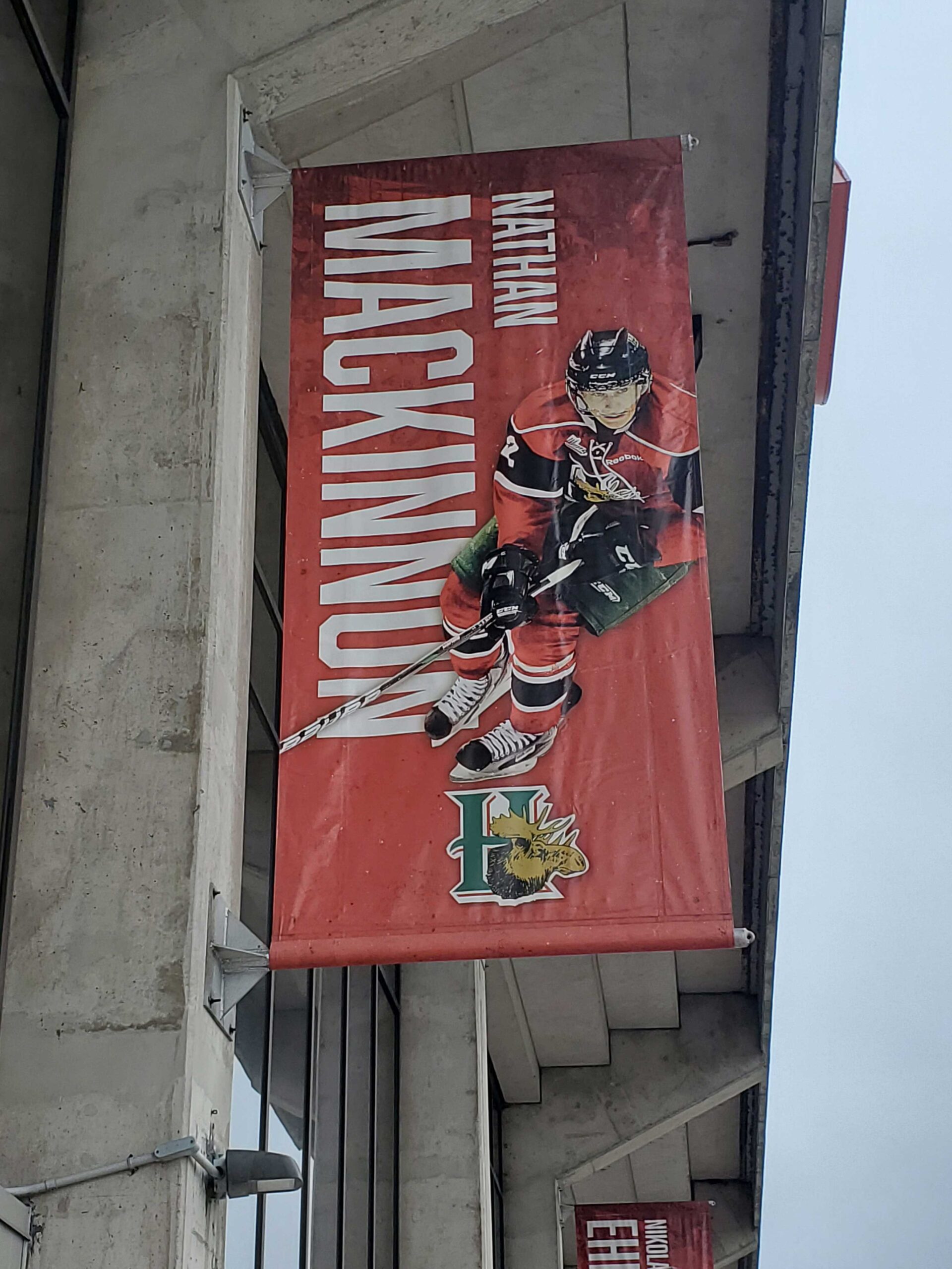 Nathan Mackinnon Mooseheads banner outside the Scotiabank Centre in Halifax