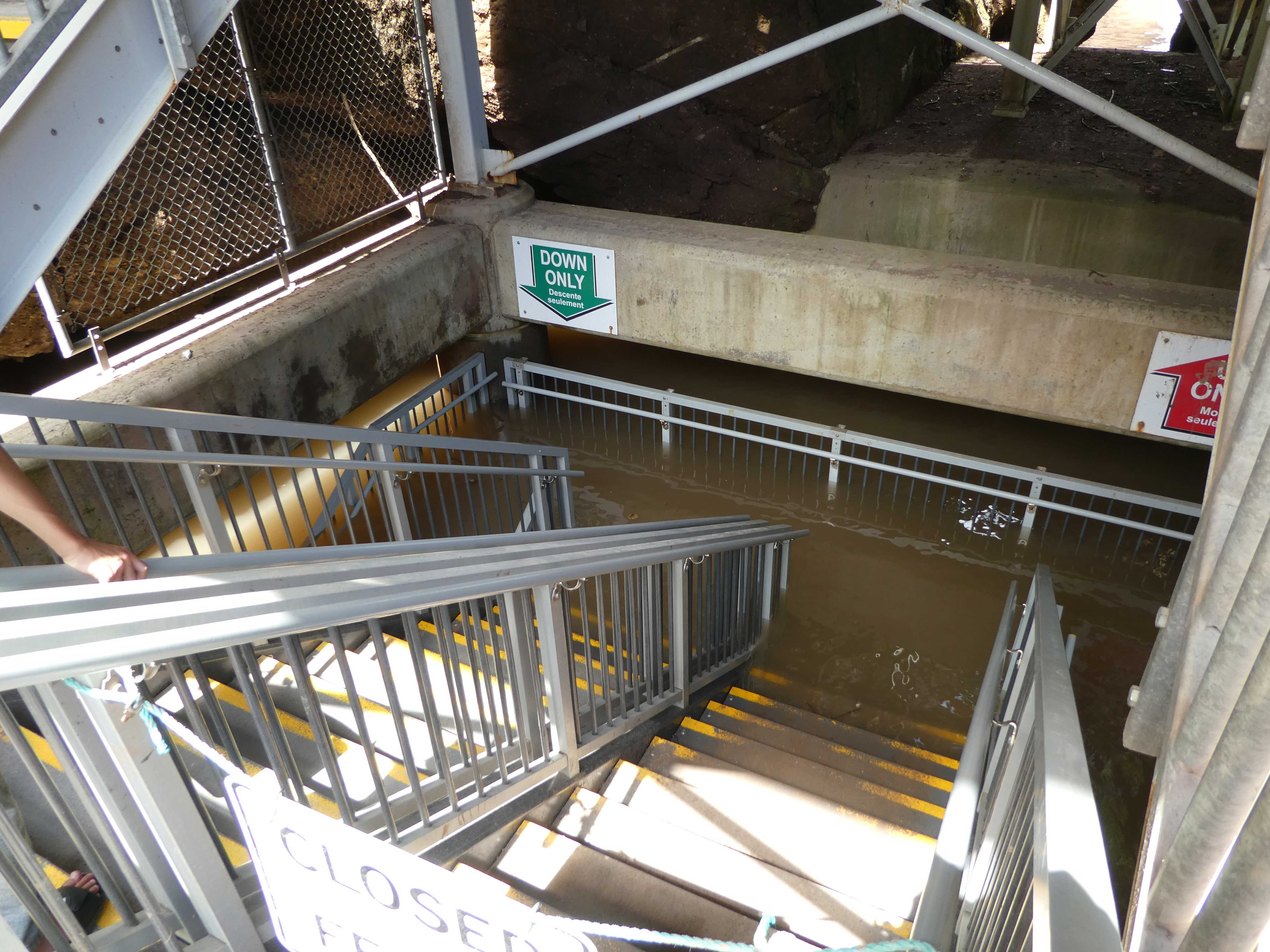 Stairs at Hopewell Rocks closed off at high tide