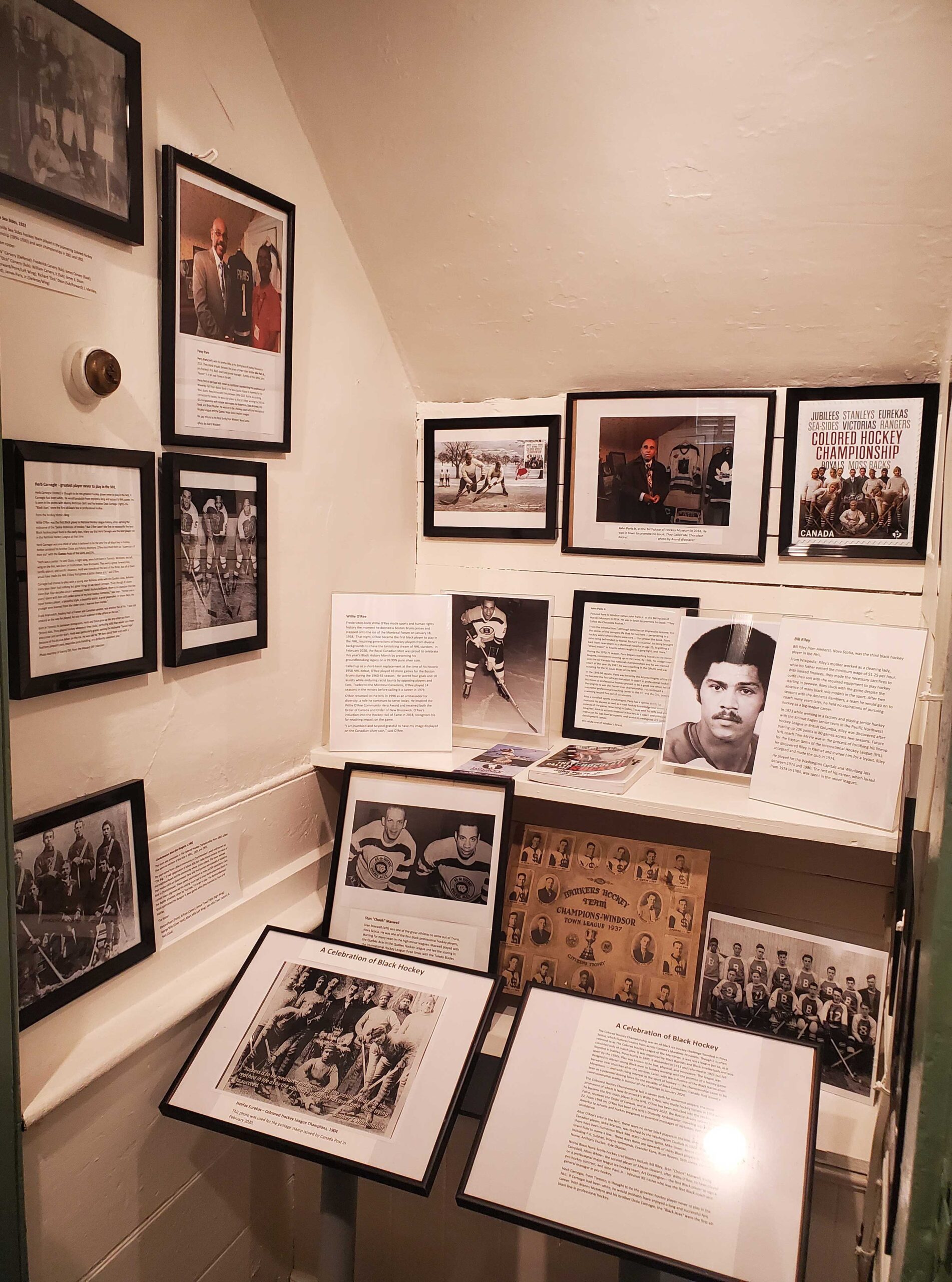 Display of the contribution of black Canadians to the history of hockey at the Canadian Hockey Heritage Museum, Windsor, Nova Scotia