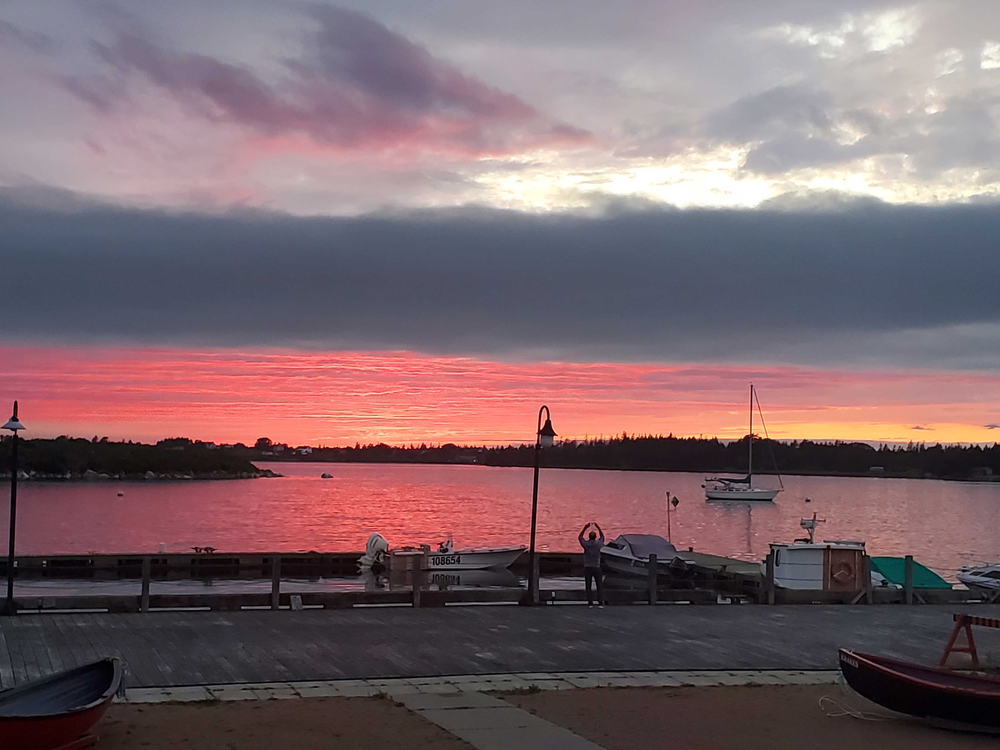 Sunset view from Rudder's Restaurant in Yarmouth, Nova Scotia