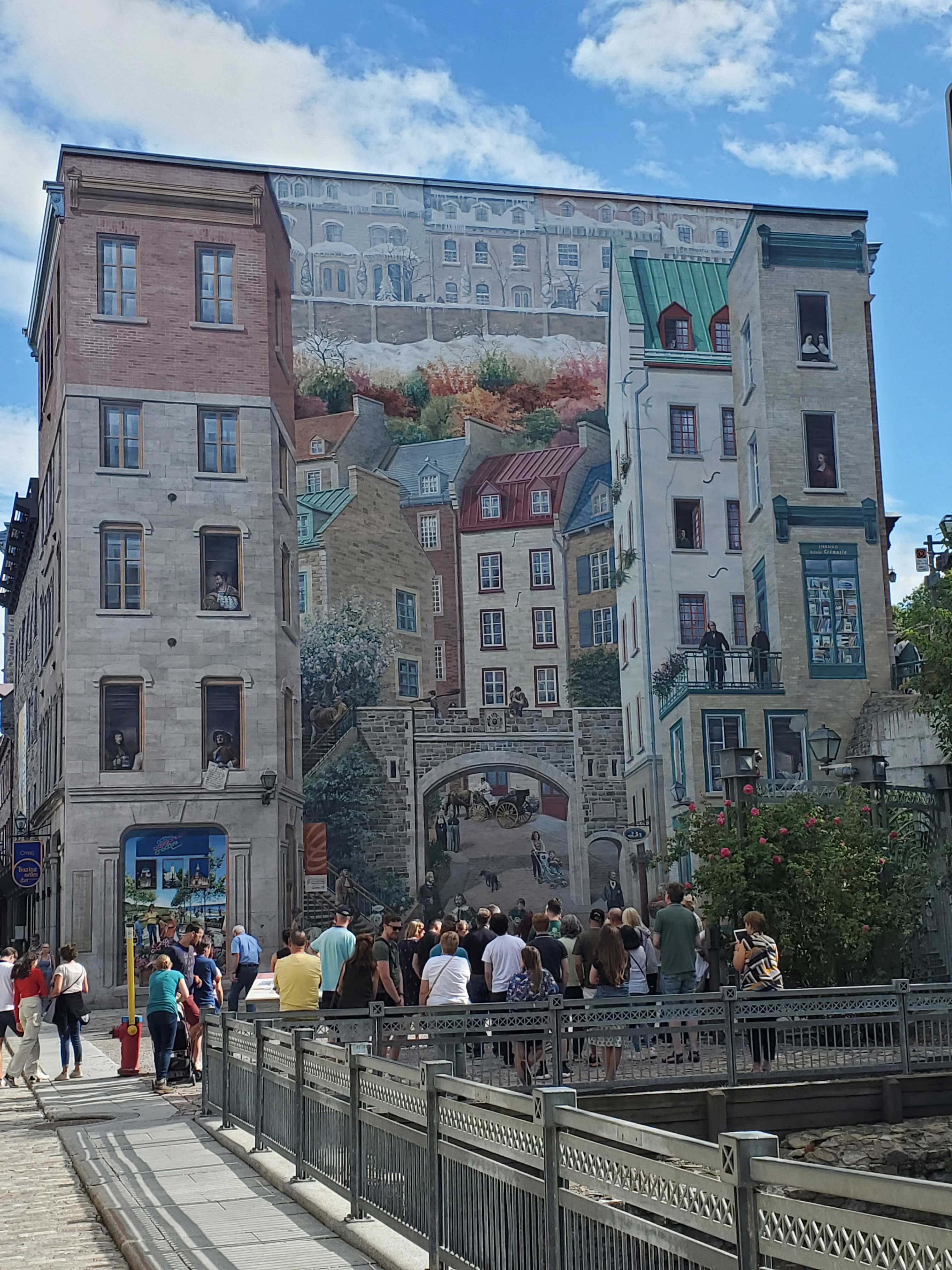 Mural of Quebec City's history in the Petit Champlain