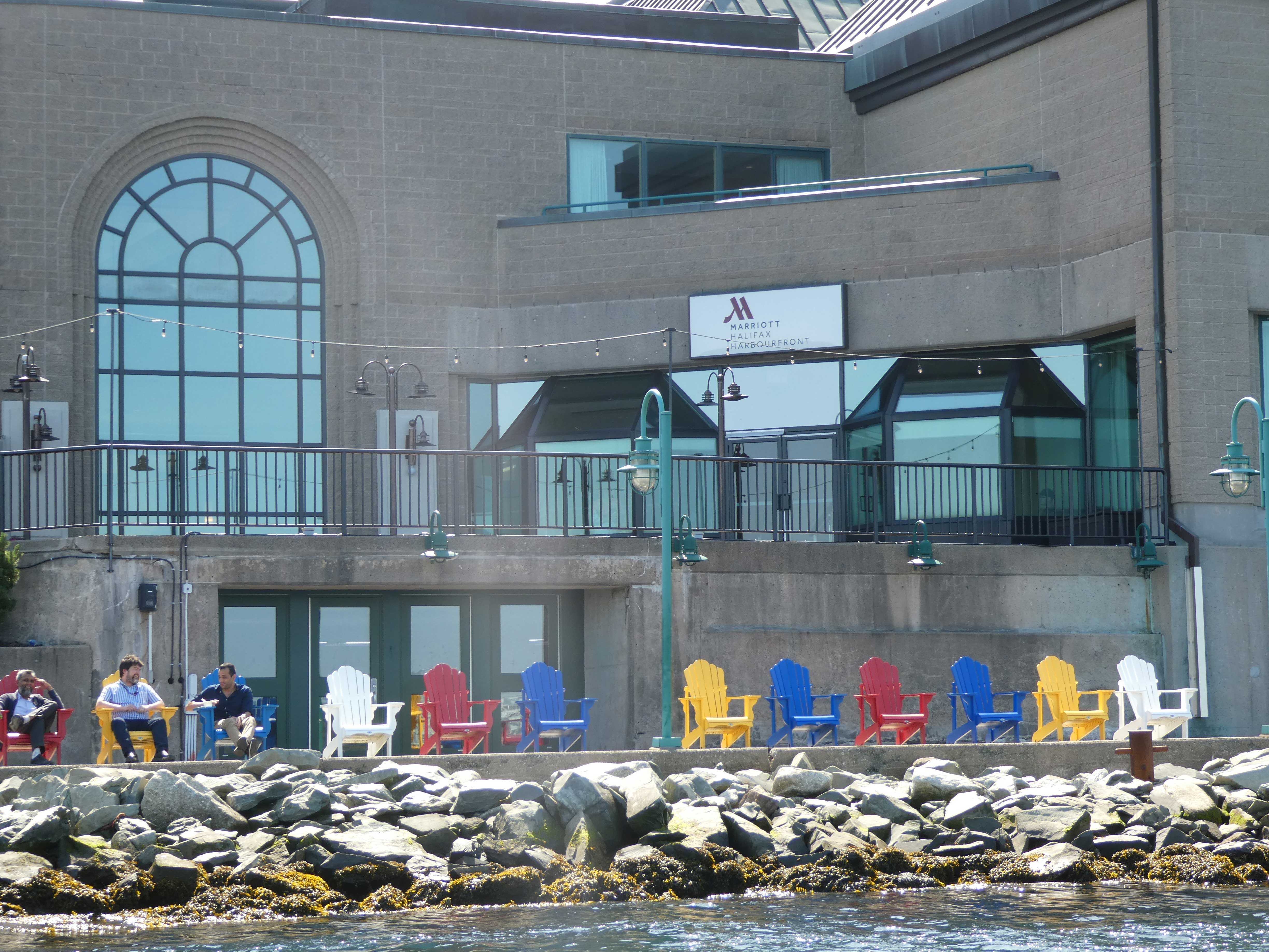 Adirondack chairs on the Halifax boardwalk