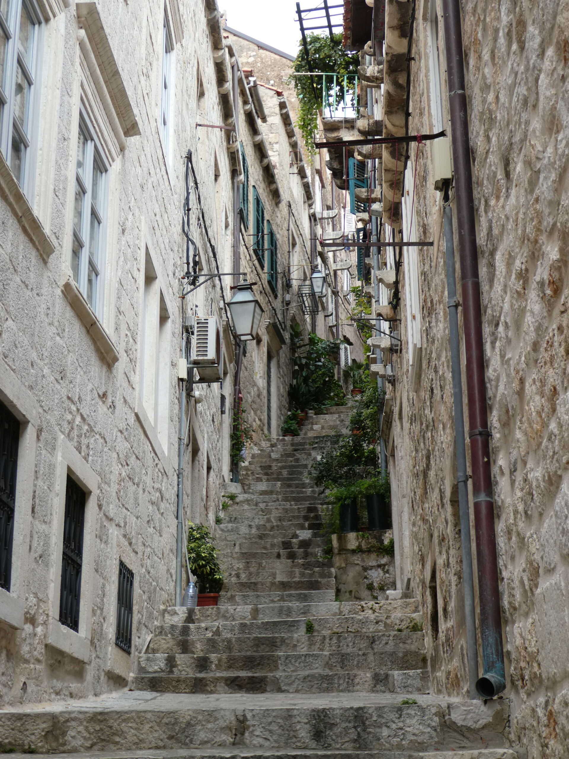 Typical street climbing the hill in Dubrovnik