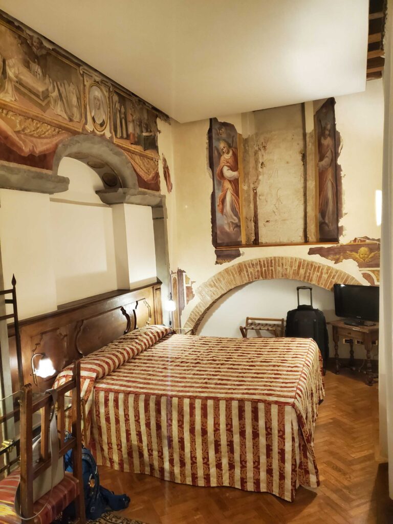 Our hotel room in a former convent with frescos from the 1600s