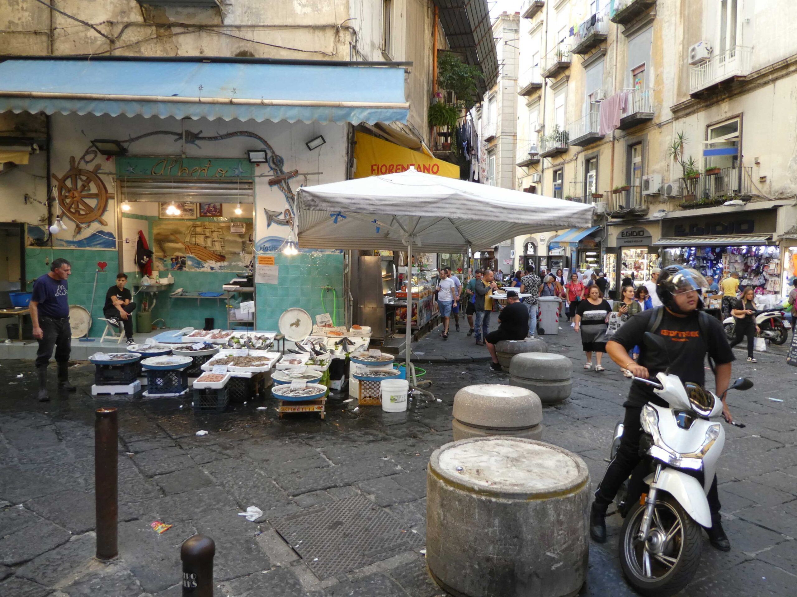 Fish market in the Spanish Quarter in Napoli
