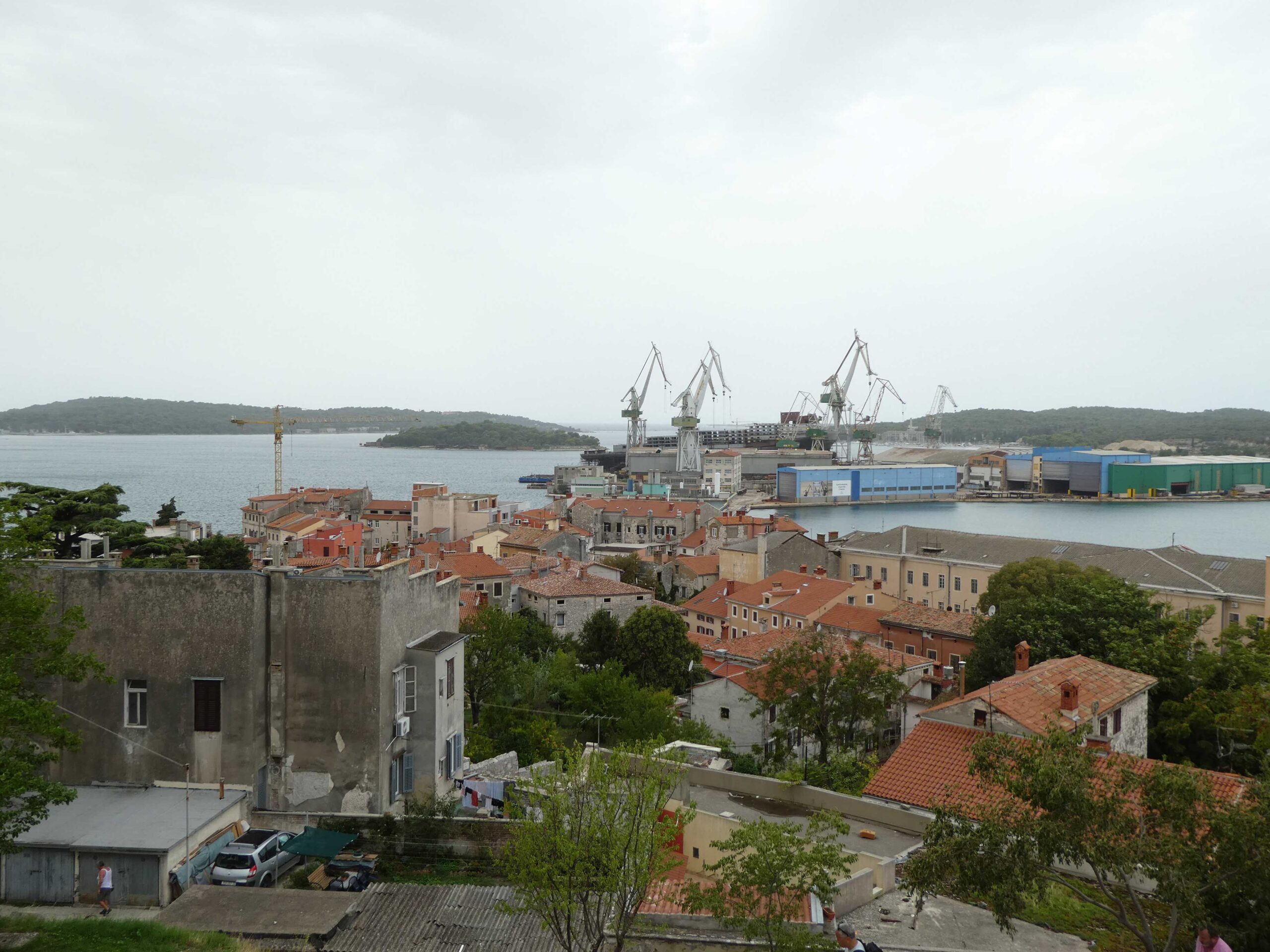 View of the port from the Fortress in Pula, Croatia