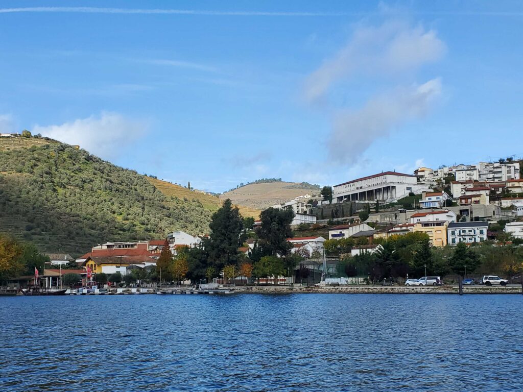 Pinhao, Portugal as seen from a boat on the Douro river